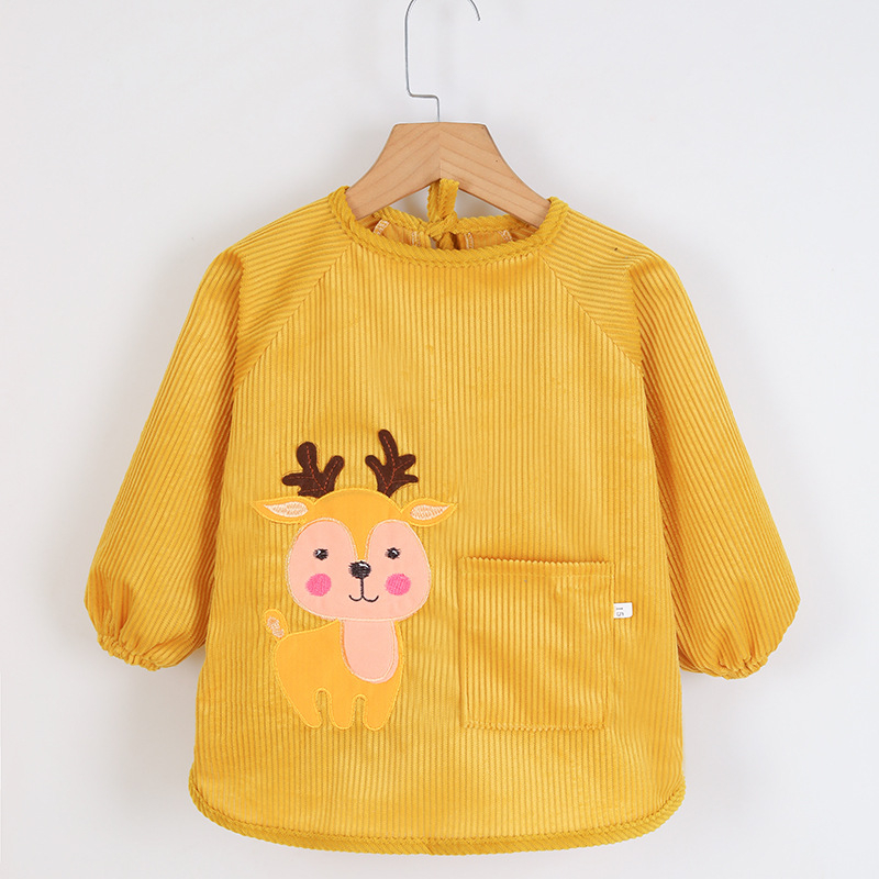 Vaikų vandeniui atsparus ilgas piešimo smockas, atsukamas dizainas, karikatūrų raštas, Crystal Velvet audinys, poliesteris, tinkamas vaikams nuo 8 metų, rudens–žiemos sezonas