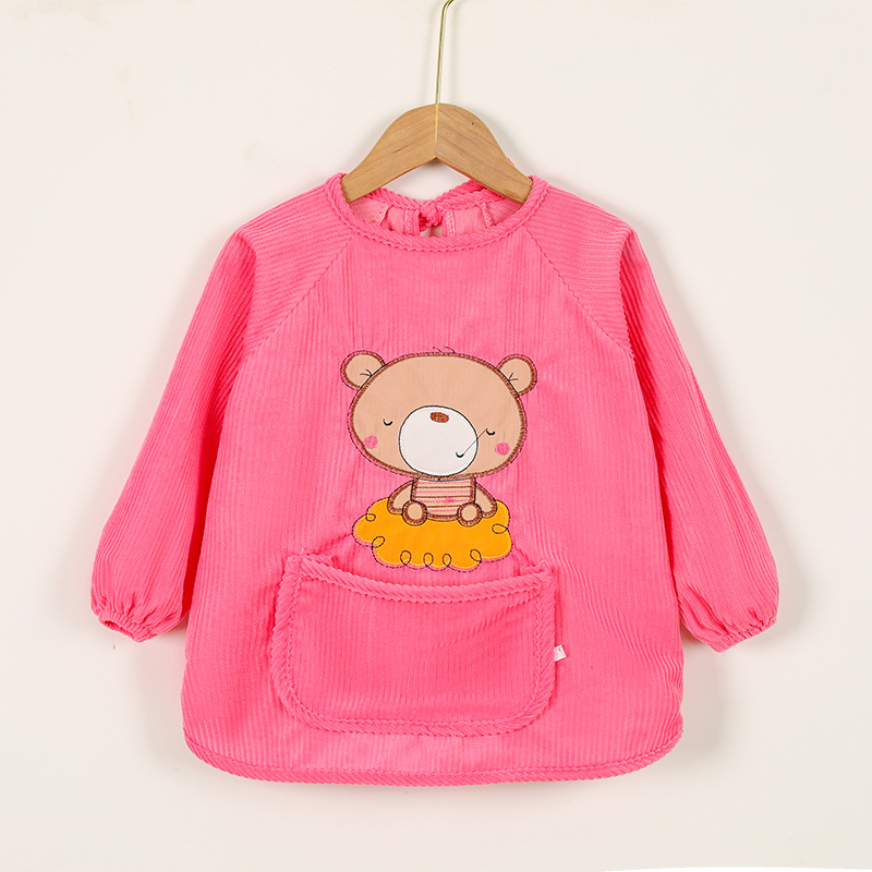 Vaikų vandeniui atsparus ilgas piešimo smockas, atsukamas dizainas, karikatūrų raštas, Crystal Velvet audinys, poliesteris, tinkamas vaikams nuo 8 metų, rudens–žiemos sezonas