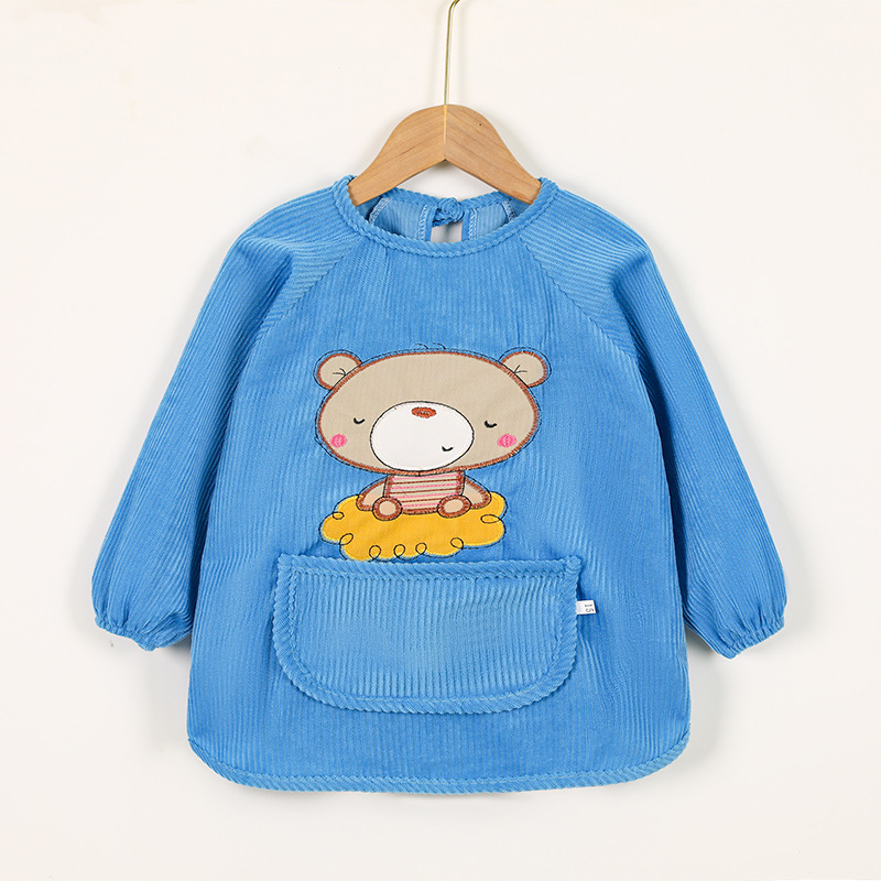 Vaikų vandeniui atsparus ilgas piešimo smockas, atsukamas dizainas, karikatūrų raštas, Crystal Velvet audinys, poliesteris, tinkamas vaikams nuo 8 metų, rudens–žiemos sezonas