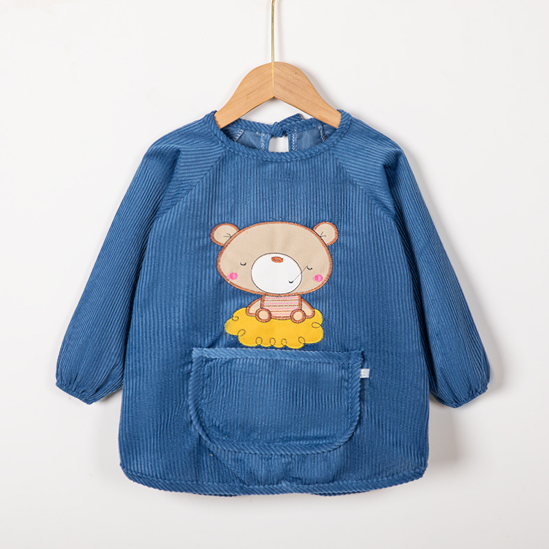 Vaikų vandeniui atsparus ilgas piešimo smockas, atsukamas dizainas, karikatūrų raštas, Crystal Velvet audinys, poliesteris, tinkamas vaikams nuo 8 metų, rudens–žiemos sezonas