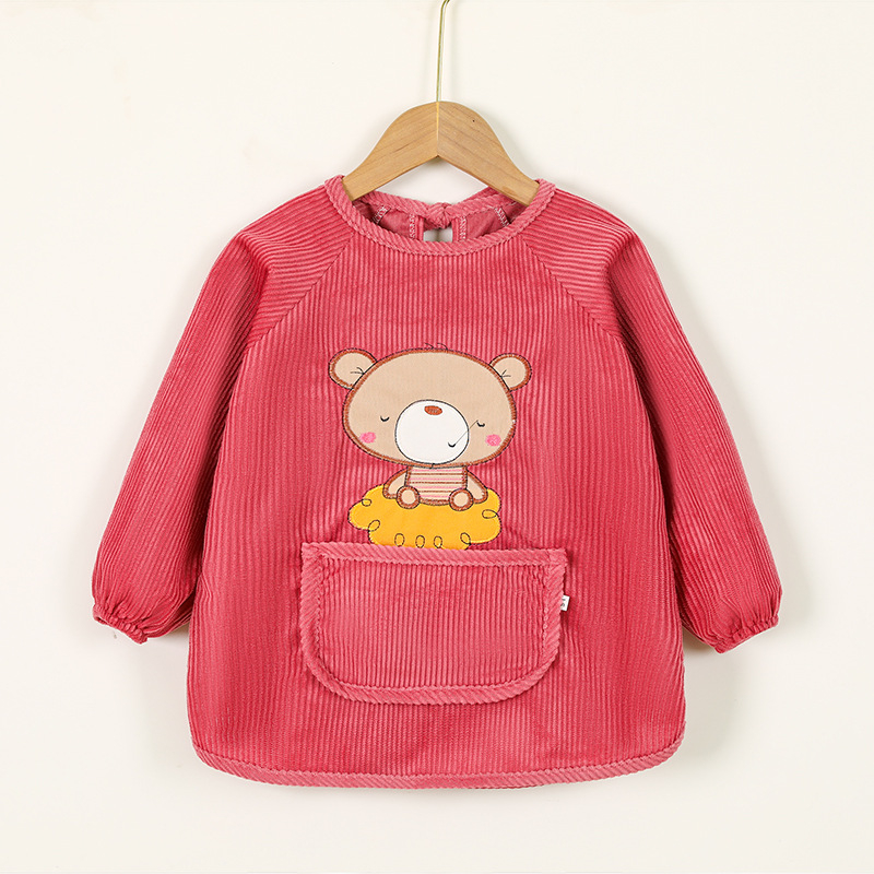 Vaikų vandeniui atsparus ilgas piešimo smockas, atsukamas dizainas, karikatūrų raštas, Crystal Velvet audinys, poliesteris, tinkamas vaikams nuo 8 metų, rudens–žiemos sezonas