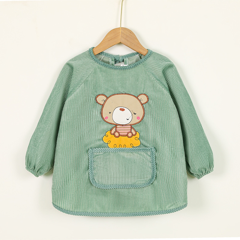 Vaikų vandeniui atsparus ilgas piešimo smockas, atsukamas dizainas, karikatūrų raštas, Crystal Velvet audinys, poliesteris, tinkamas vaikams nuo 8 metų, rudens–žiemos sezonas