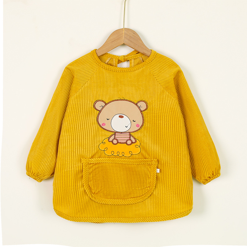 Vaikų vandeniui atsparus ilgas piešimo smockas, atsukamas dizainas, karikatūrų raštas, Crystal Velvet audinys, poliesteris, tinkamas vaikams nuo 8 metų, rudens–žiemos sezonas