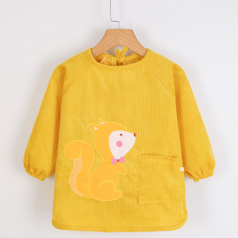 Vaikų vandeniui atsparus ilgas piešimo smockas, atsukamas dizainas, karikatūrų raštas, Crystal Velvet audinys, poliesteris, tinkamas vaikams nuo 8 metų, rudens–žiemos sezonas