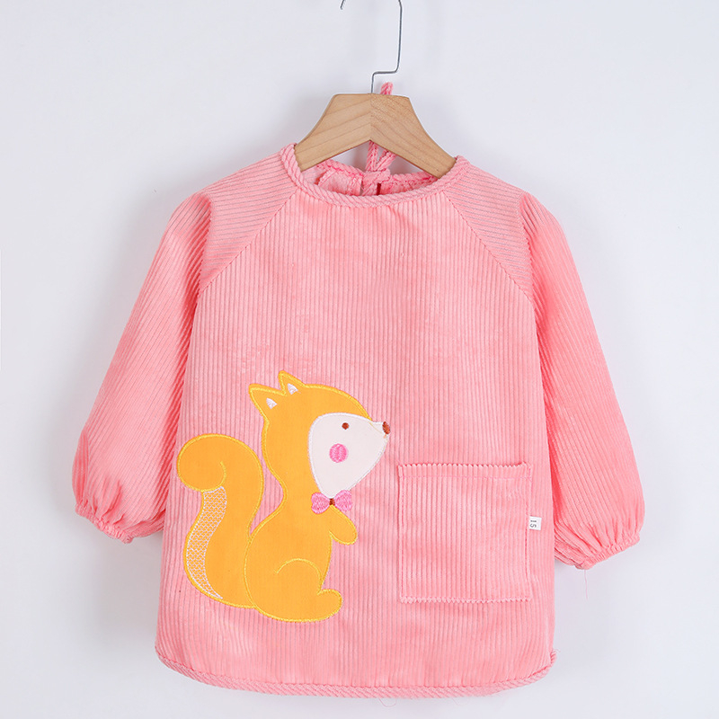 Vaikų vandeniui atsparus ilgas piešimo smockas, atsukamas dizainas, karikatūrų raštas, Crystal Velvet audinys, poliesteris, tinkamas vaikams nuo 8 metų, rudens–žiemos sezonas