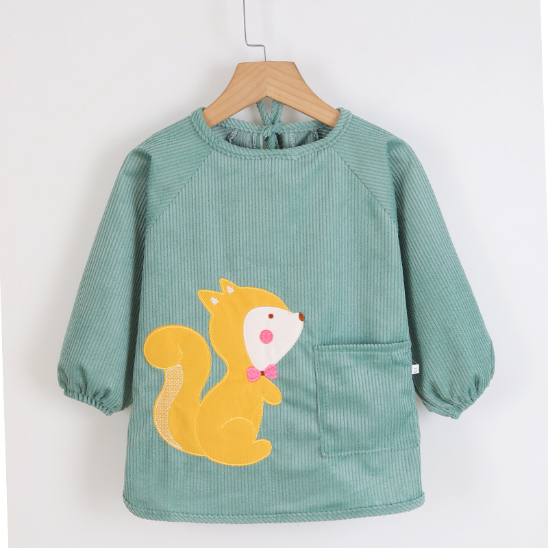 Vaikų vandeniui atsparus ilgas piešimo smockas, atsukamas dizainas, karikatūrų raštas, Crystal Velvet audinys, poliesteris, tinkamas vaikams nuo 8 metų, rudens–žiemos sezonas