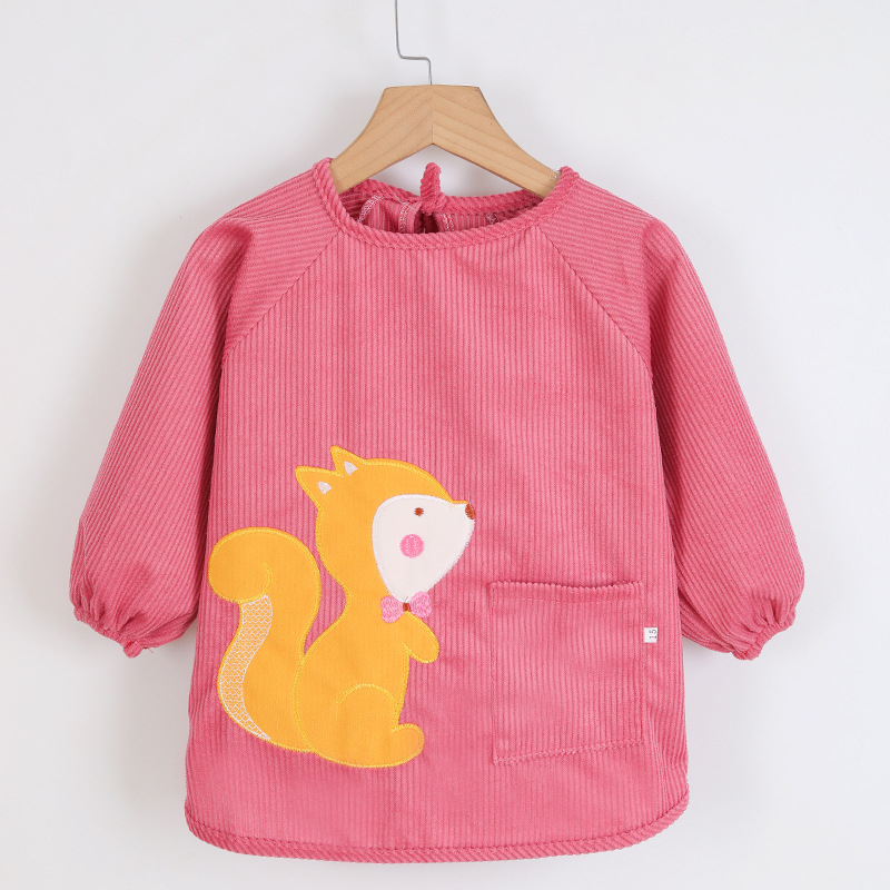 Vaikų vandeniui atsparus ilgas piešimo smockas, atsukamas dizainas, karikatūrų raštas, Crystal Velvet audinys, poliesteris, tinkamas vaikams nuo 8 metų, rudens–žiemos sezonas