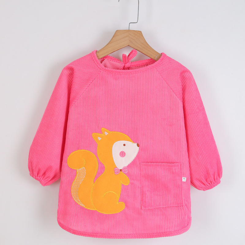 Vaikų vandeniui atsparus ilgas piešimo smockas, atsukamas dizainas, karikatūrų raštas, Crystal Velvet audinys, poliesteris, tinkamas vaikams nuo 8 metų, rudens–žiemos sezonas