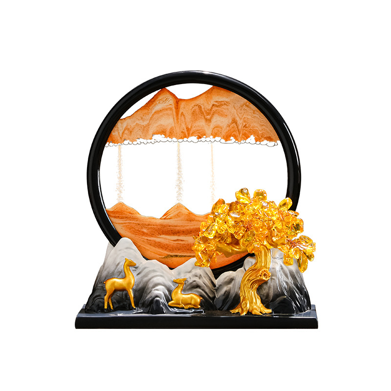 Figūra iš dervos su smėlio paveikslu elniui – dekoras svetainei, TV spintai ir įėjimo zonai – Naujasis Kinų stilius, be pritaikymo