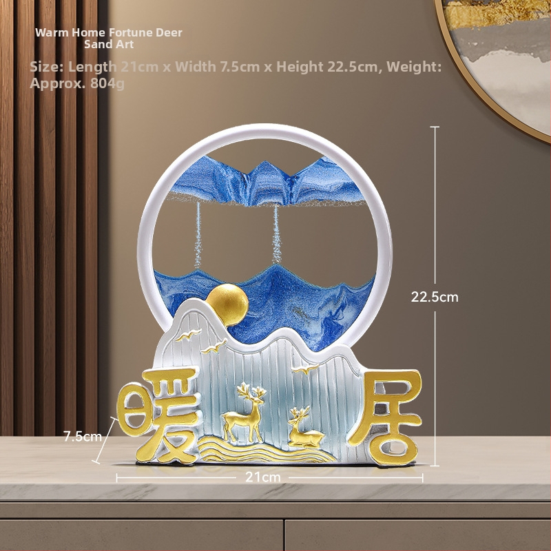 Figūra iš dervos su smėlio paveikslu elniui – dekoras svetainei, TV spintai ir įėjimo zonai – Naujasis Kinų stilius, be pritaikymo