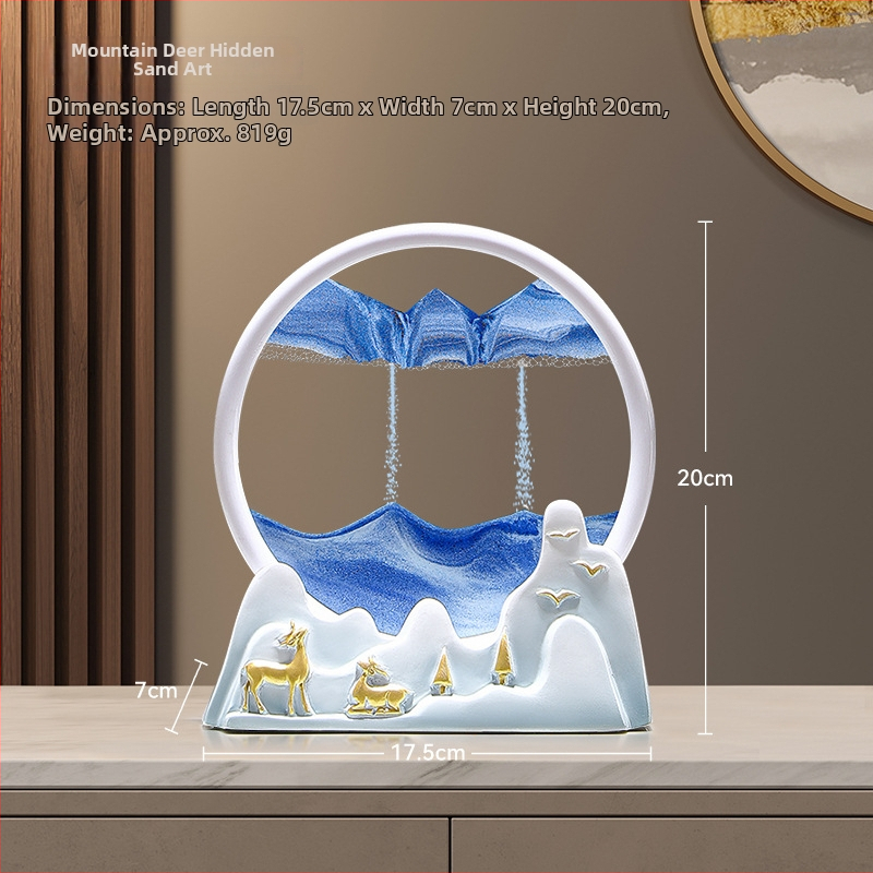 Figūra iš dervos su smėlio paveikslu elniui – dekoras svetainei, TV spintai ir įėjimo zonai – Naujasis Kinų stilius, be pritaikymo