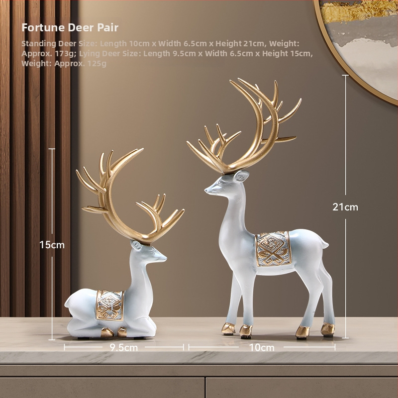 Figūra iš dervos su smėlio paveikslu elniui – dekoras svetainei, TV spintai ir įėjimo zonai – Naujasis Kinų stilius, be pritaikymo