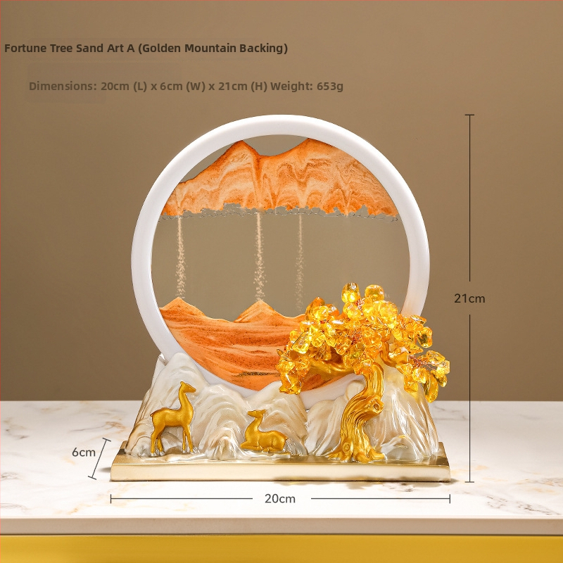 Figūra iš dervos su smėlio paveikslu elniui – dekoras svetainei, TV spintai ir įėjimo zonai – Naujasis Kinų stilius, be pritaikymo
