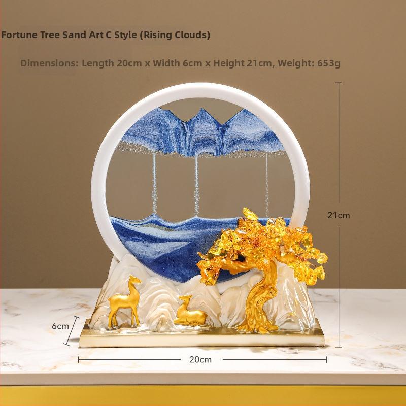 Figūra iš dervos su smėlio paveikslu elniui – dekoras svetainei, TV spintai ir įėjimo zonai – Naujasis Kinų stilius, be pritaikymo