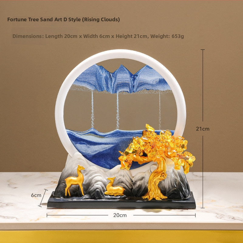 Figūra iš dervos su smėlio paveikslu elniui – dekoras svetainei, TV spintai ir įėjimo zonai – Naujasis Kinų stilius, be pritaikymo