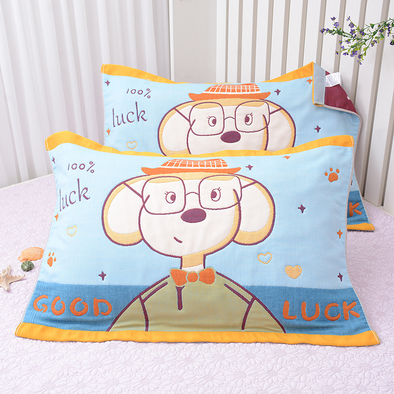 Medvilninė pagalvės uždanga, aštuonių sluoksnių marlė, poroms, mielas animacinis dizainas, švelni ir kvėpuojanti