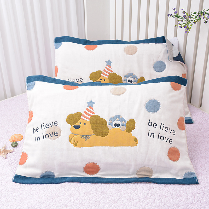 Medvilninė pagalvės uždanga, aštuonių sluoksnių marlė, poroms, mielas animacinis dizainas, švelni ir kvėpuojanti