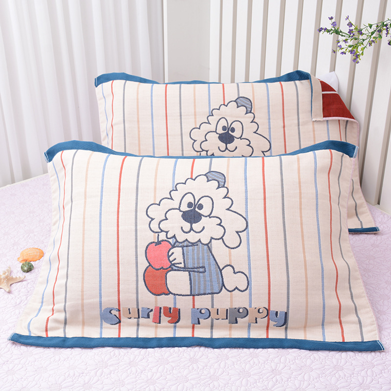 Medvilninė pagalvės uždanga, aštuonių sluoksnių marlė, poroms, mielas animacinis dizainas, švelni ir kvėpuojanti