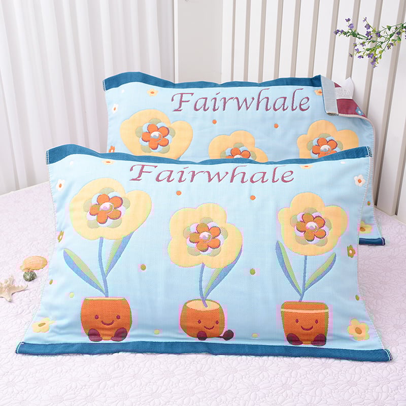 Medvilninė pagalvės uždanga, aštuonių sluoksnių marlė, poroms, mielas animacinis dizainas, švelni ir kvėpuojanti