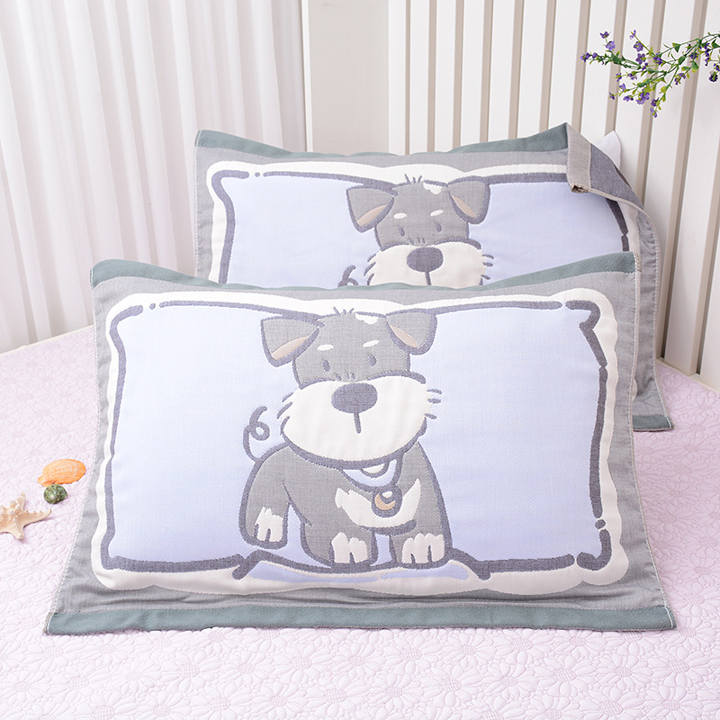 Medvilninė pagalvės uždanga, aštuonių sluoksnių marlė, poroms, mielas animacinis dizainas, švelni ir kvėpuojanti