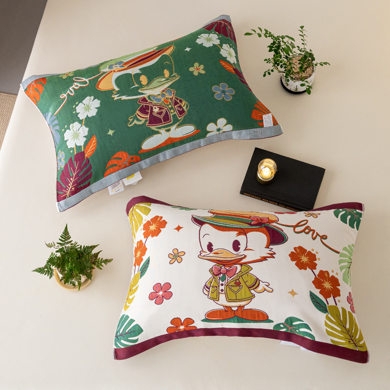 Medvilninė pagalvės uždanga, aštuonių sluoksnių marlė, poroms, mielas animacinis dizainas, švelni ir kvėpuojanti