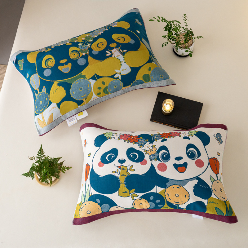 Medvilninė pagalvės uždanga, aštuonių sluoksnių marlė, poroms, mielas animacinis dizainas, švelni ir kvėpuojanti