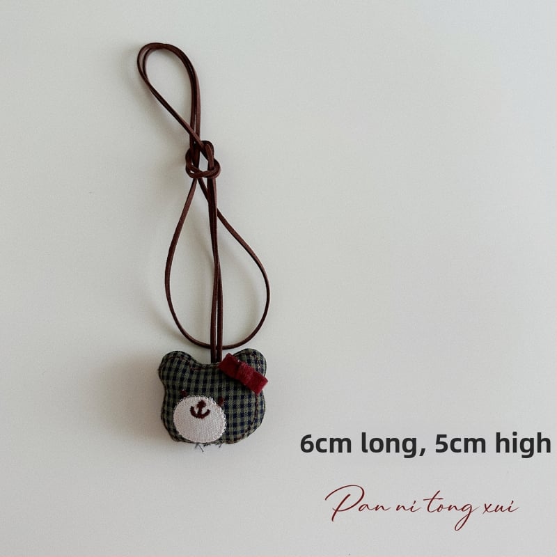 Bērnu kaklarota - rokām darināta, kokvilnas materiāls, karikatūras figūriņa ar 11 cm pagarināšanas ķēdi