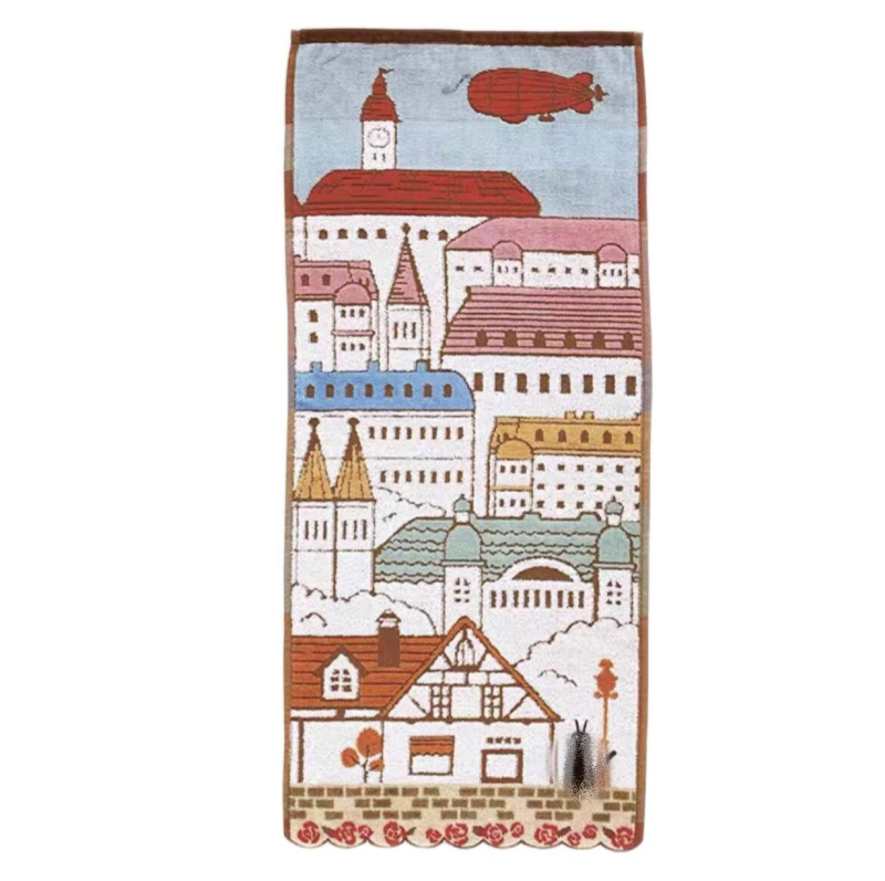 Veido rankšluostis iš 100% medvilnės, siuvinėtas jacquard ir kirptas velvetas, 100–120 g, 21 siūlų