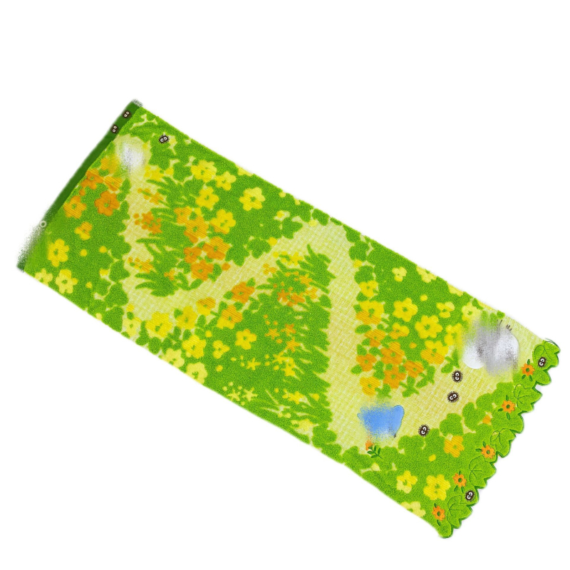 Veido rankšluostis iš 100% medvilnės, siuvinėtas jacquard ir kirptas velvetas, 100–120 g, 21 siūlų