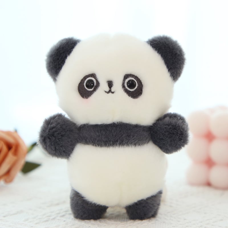 Panda λούτρινο κουκλάκι για σακίδιο και μπρελόκ — κοντό βελούδινο ύφασμα, γέμισμα PP βαμβάκι, συσκευασμένο σε διχτυωτή θήκη, κατάλληλο για 7–14 ετών