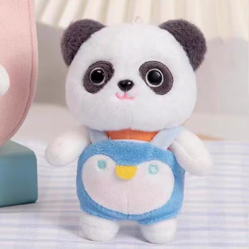 Panda λούτρινο κουκλάκι για σακίδιο και μπρελόκ — κοντό βελούδινο ύφασμα, γέμισμα PP βαμβάκι, συσκευασμένο σε διχτυωτή θήκη, κατάλληλο για 7–14 ετών