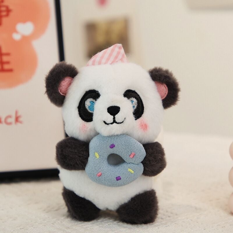 Panda λούτρινο κουκλάκι για σακίδιο και μπρελόκ — κοντό βελούδινο ύφασμα, γέμισμα PP βαμβάκι, συσκευασμένο σε διχτυωτή θήκη, κατάλληλο για 7–14 ετών