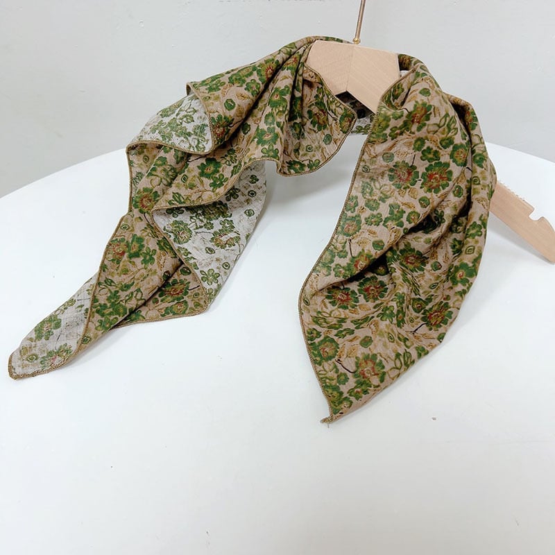 Morissa női pamut négyszögletes sál virágos mintával, sima szövés, 100% pamut, Tavasz 2025