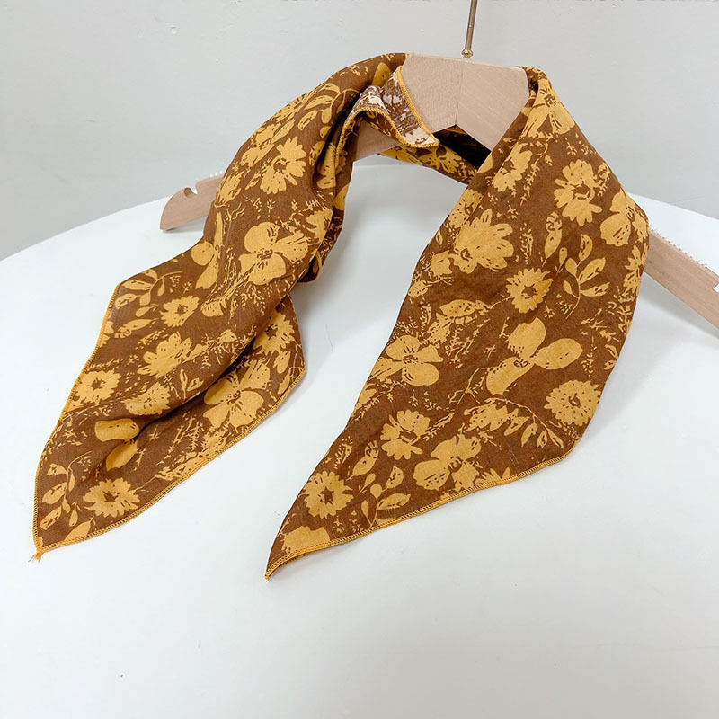 Morissa női pamut négyszögletes sál virágos mintával, sima szövés, 100% pamut, Tavasz 2025