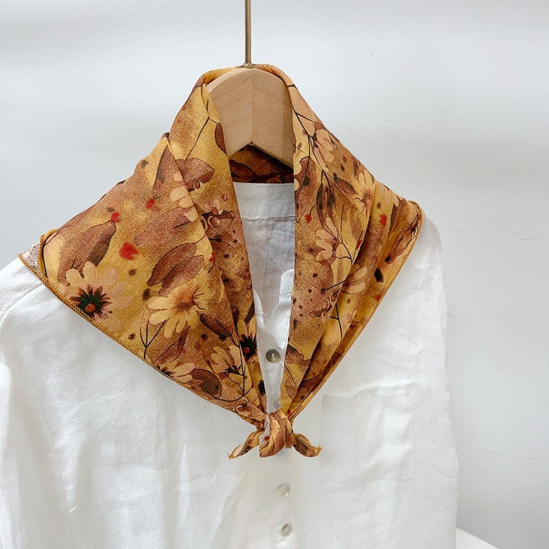 Morissa női pamut négyszögletes sál virágos mintával, sima szövés, 100% pamut, Tavasz 2025