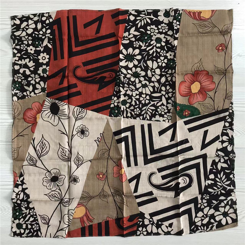 Morissa női pamut négyszögletes sál virágos mintával, sima szövés, 100% pamut, Tavasz 2025