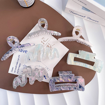 Щипка за коса с форма на акула, корейски стил; акрил; лепило; хващаща щипка; метално покритие; аксесоар за глава за жени; пролет 2025