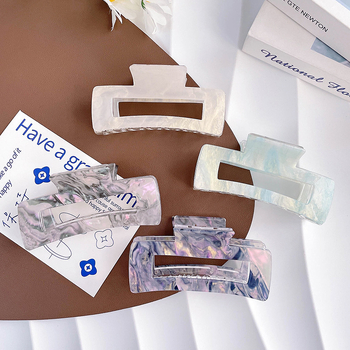 Щипка за коса с форма на акула, корейски стил; акрил; лепило; хващаща щипка; метално покритие; аксесоар за глава за жени; пролет 2025