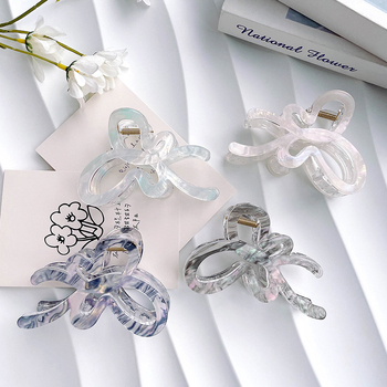 Щипка за коса с форма на акула, корейски стил; акрил; лепило; хващаща щипка; метално покритие; аксесоар за глава за жени; пролет 2025