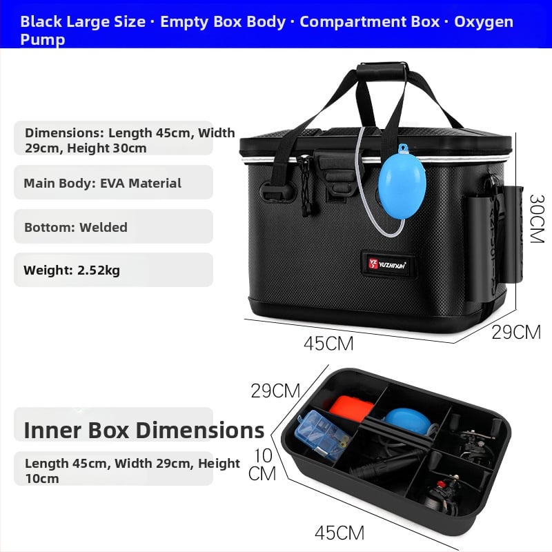 Daudzfunkcionāla makšķerēšanas kastīte un dzīvo zivju kauss, EVA materiāls, jūras makšķerēšanai