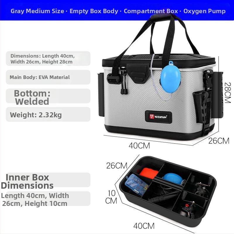 Daudzfunkcionāla makšķerēšanas kastīte un dzīvo zivju kauss, EVA materiāls, jūras makšķerēšanai