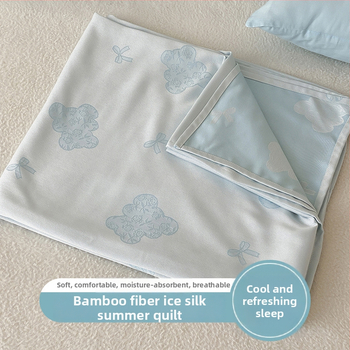 Ljetni pokrivač od bambusovih vlakana, hladenje, s prugastim uzorkom, 50/50 mješavina regenerirane celuloze, 1,1–1,5 kg, reaktivno bojanje