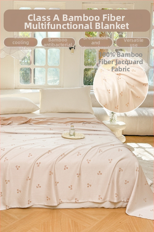 Ljetni pokrivač od bambusovih vlakana, hladenje, s prugastim uzorkom, 50/50 mješavina regenerirane celuloze, 1,1–1,5 kg, reaktivno bojanje