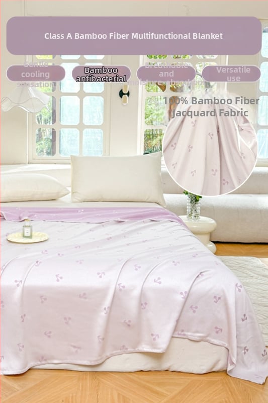 Ljetni pokrivač od bambusovih vlakana, hladenje, s prugastim uzorkom, 50/50 mješavina regenerirane celuloze, 1,1–1,5 kg, reaktivno bojanje