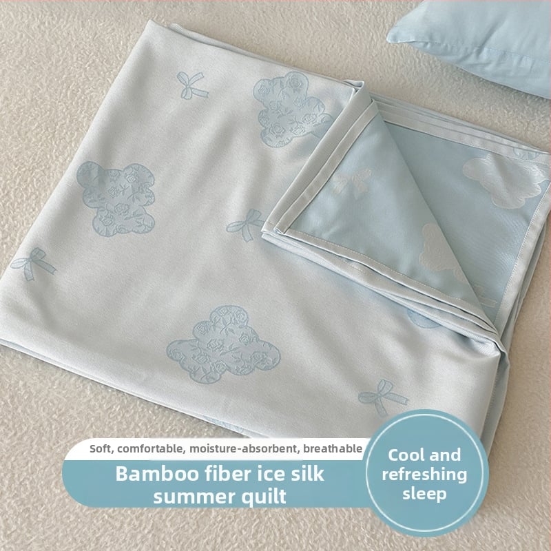 Ljetni pokrivač od bambusovih vlakana, hladenje, s prugastim uzorkom, 50/50 mješavina regenerirane celuloze, 1,1–1,5 kg, reaktivno bojanje