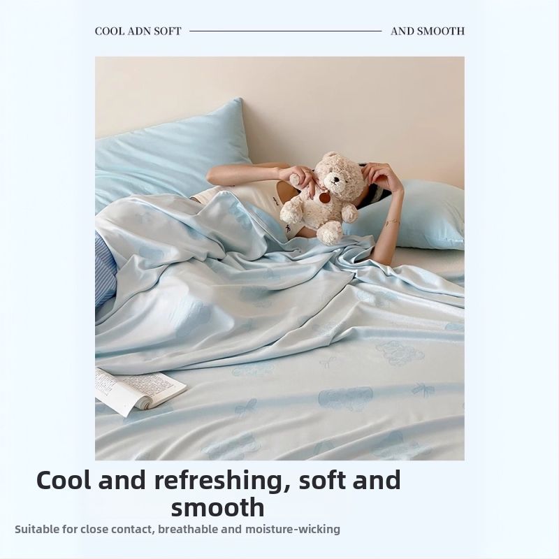 Бамбукови влакна летно охлаждащо одеяло с ивици, 50/50 регенерирана целулоза, 1.1–1.5 кг, реактивно печатане и боядисване