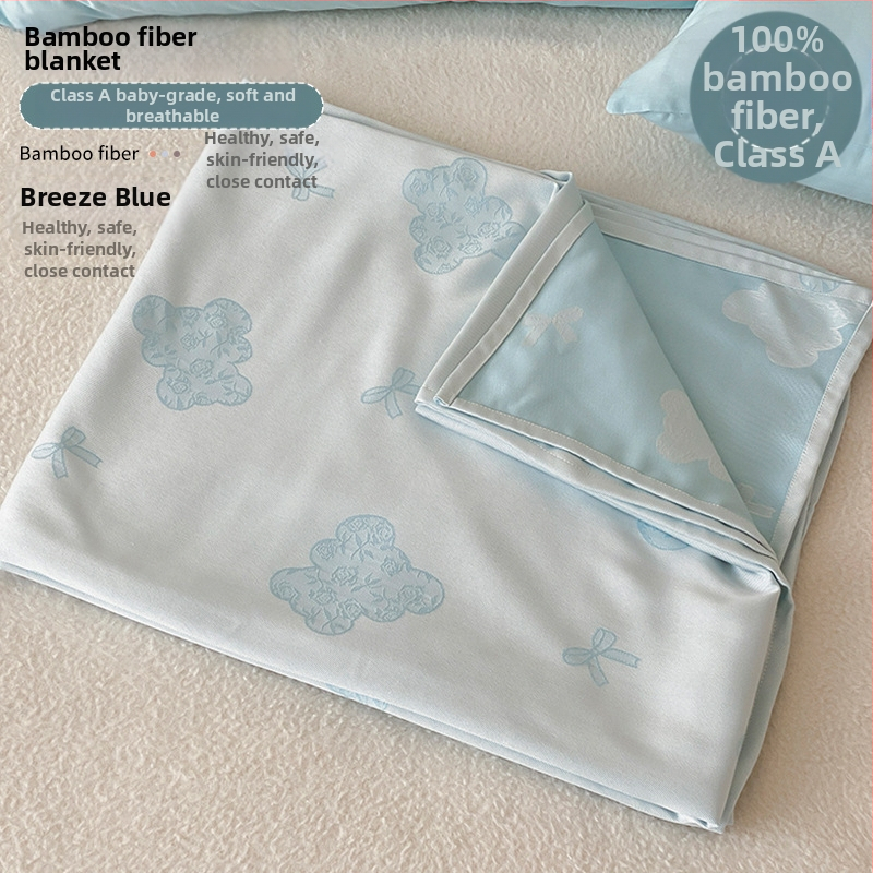 Ljetni pokrivač od bambusovih vlakana, hladenje, s prugastim uzorkom, 50/50 mješavina regenerirane celuloze, 1,1–1,5 kg, reaktivno bojanje