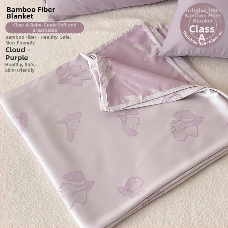 Ljetni pokrivač od bambusovih vlakana, hladenje, s prugastim uzorkom, 50/50 mješavina regenerirane celuloze, 1,1–1,5 kg, reaktivno bojanje