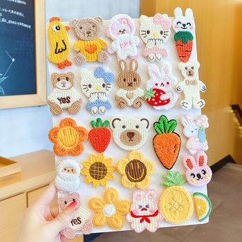 Детски щипки за коса с растителен принт, сладък стил, пролет 2025