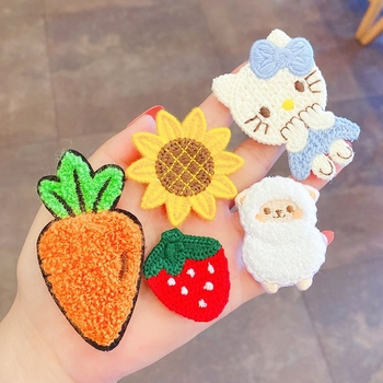 Детски щипки за коса с растителен принт, сладък стил, пролет 2025